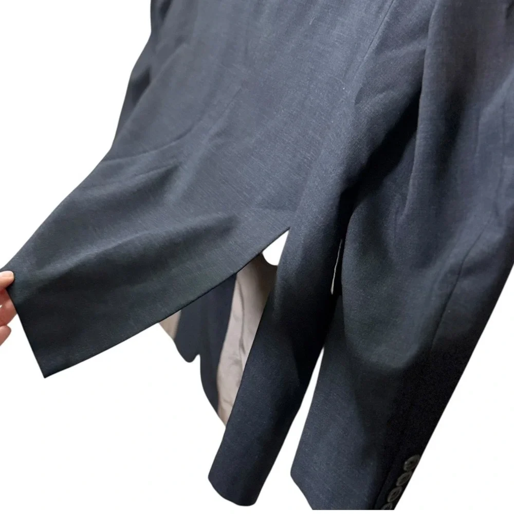 Nordstrom‎ HSM Mens Wool Blazer Sport Coat 42L Slate Blue Two Button Travelor